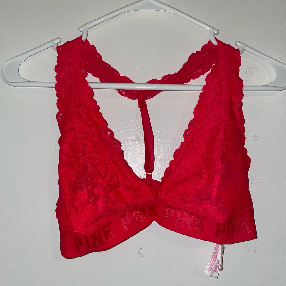 Red lace bralette from Pink by Victoria Secret- size medium